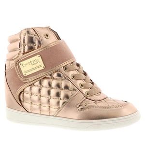 Bebe Sport Wedge Sneakers Rose Gold